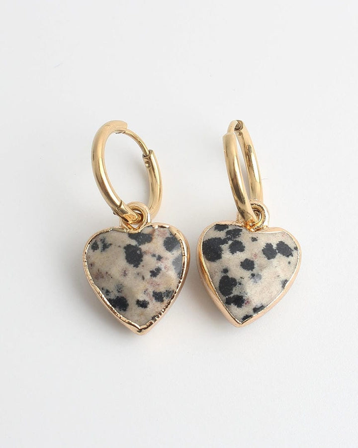 Heart Stone Hoop Earrings