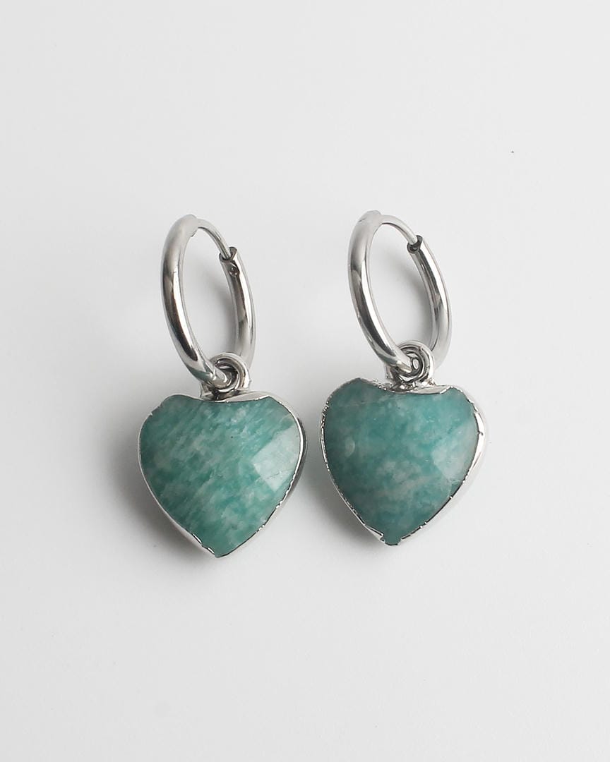 Heart Stone Hoop Earrings