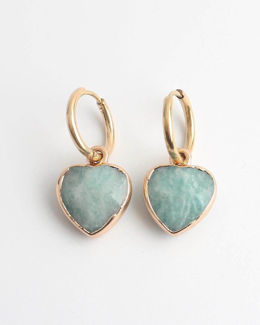 Heart Stone Hoop Earrings