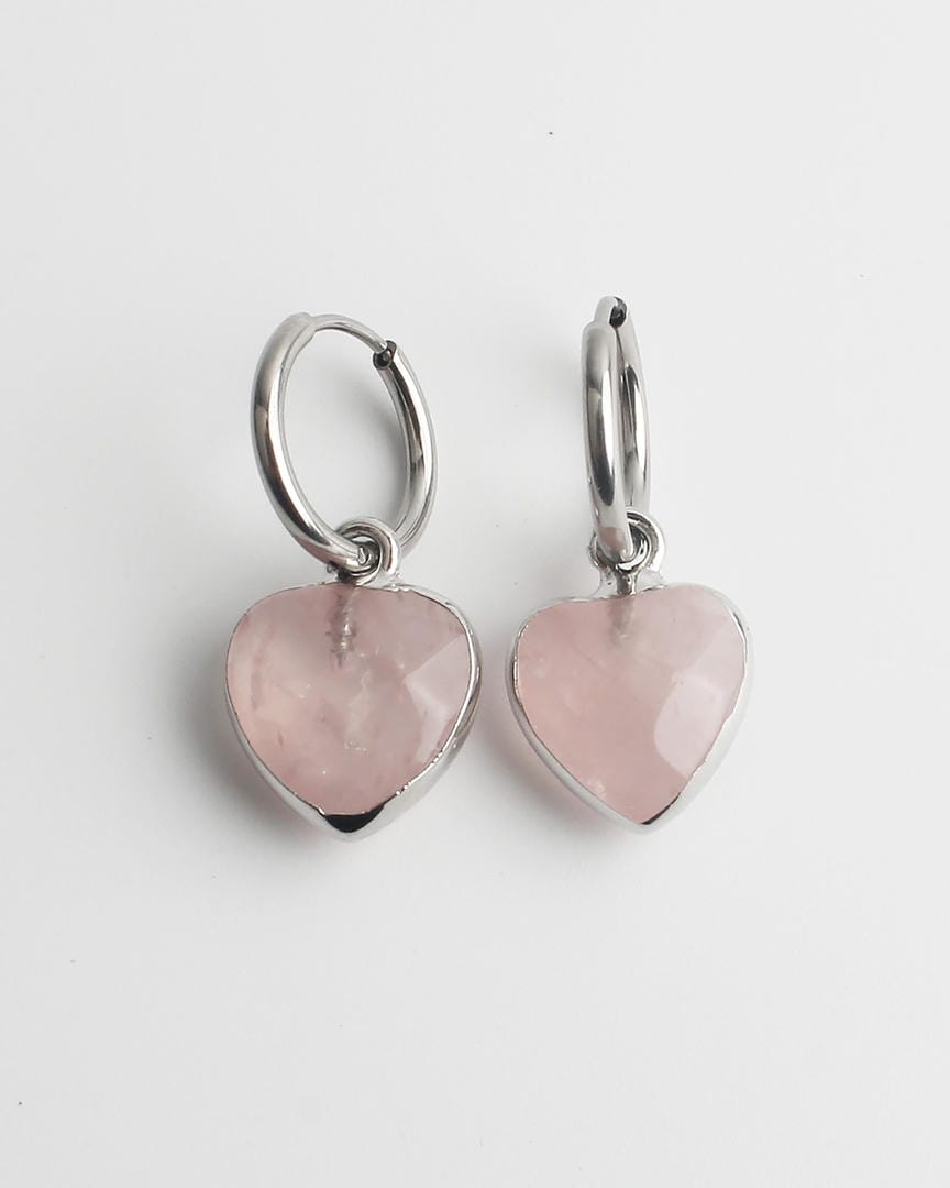 Heart Stone Hoop Earrings
