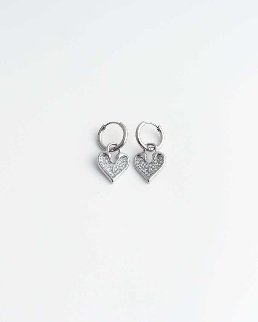 Sparkling Heart Hoop Earrings