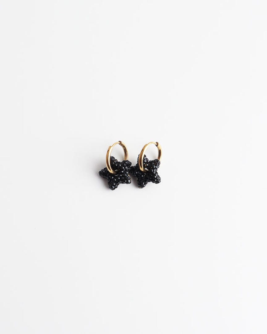 Toned Pave Star Hoop Earrings