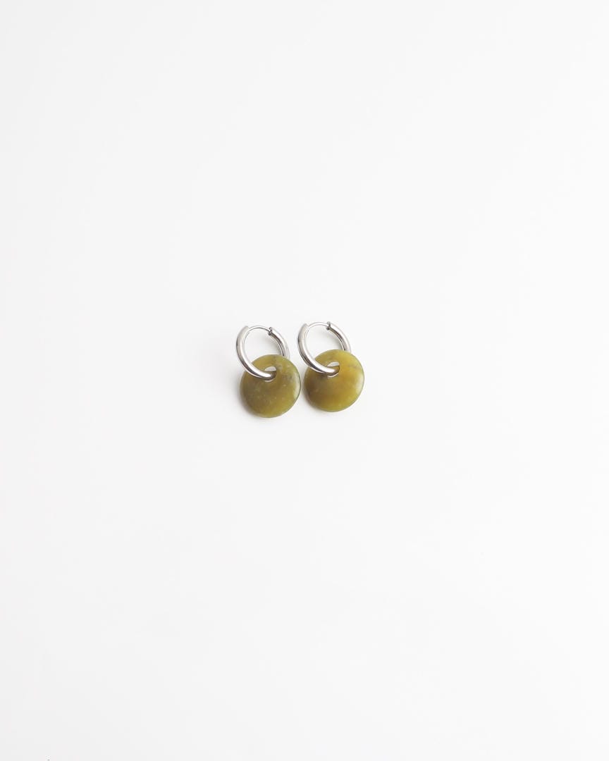 Round Stone Hoop Earrings