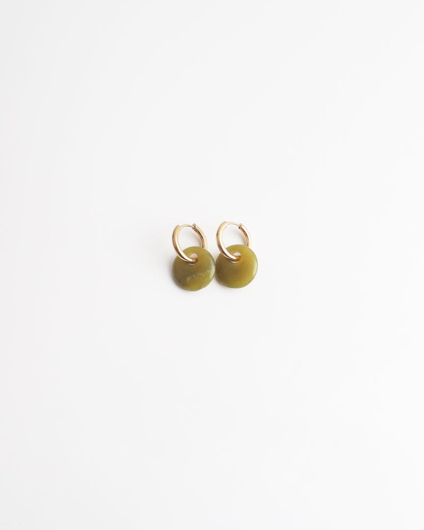 Round Stone Hoop Earrings