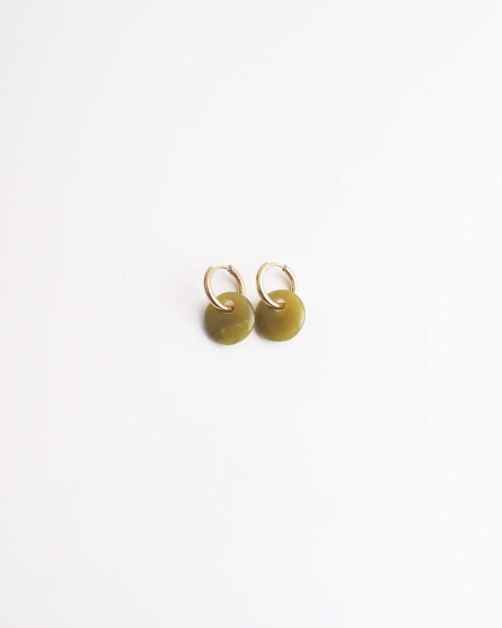 Round Stone Hoop Earrings