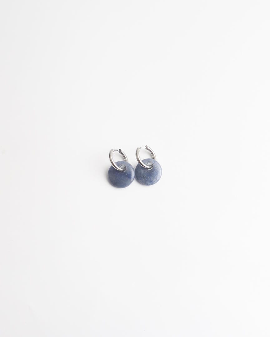 Round Stone Hoop Earrings