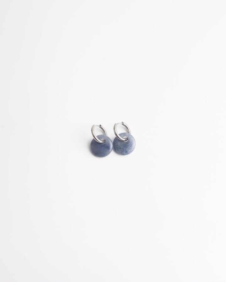 Round Stone Hoop Earrings