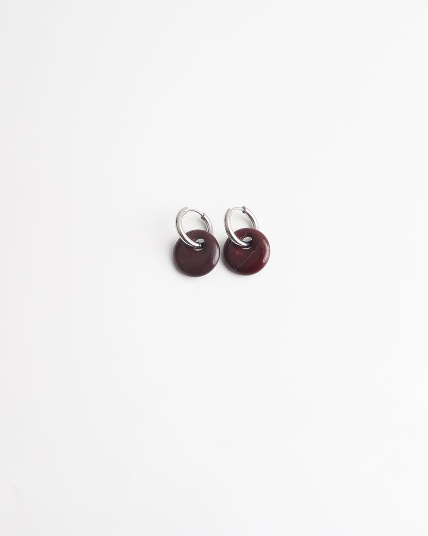 Round Stone Hoop Earrings