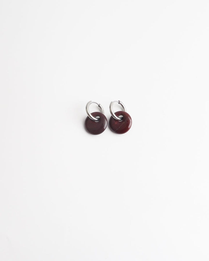 Round Stone Hoop Earrings