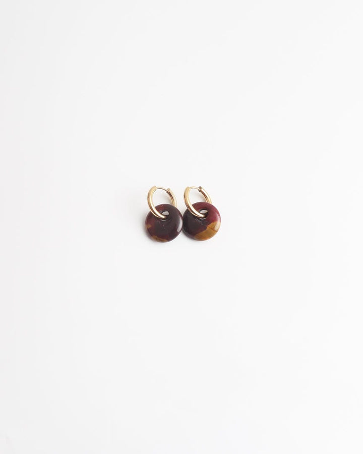 Round Stone Hoop Earrings