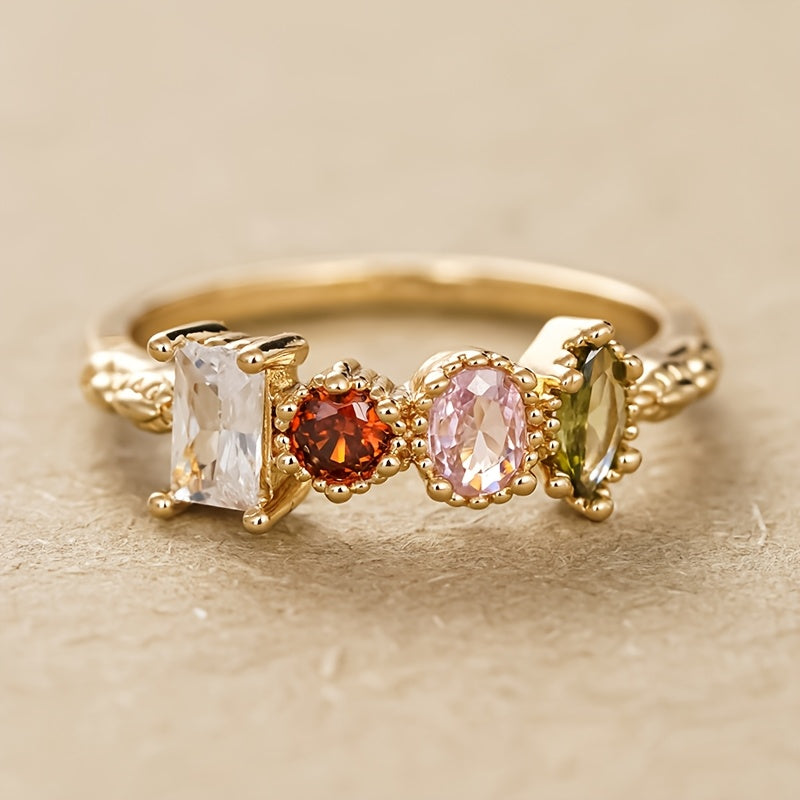 Retro Multicolour Gemstone Ring
