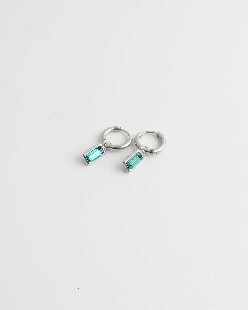 Gleaming Rectangle Drop Gem Earrings