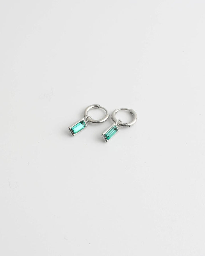 Gleaming Rectangle Drop Gem Earrings