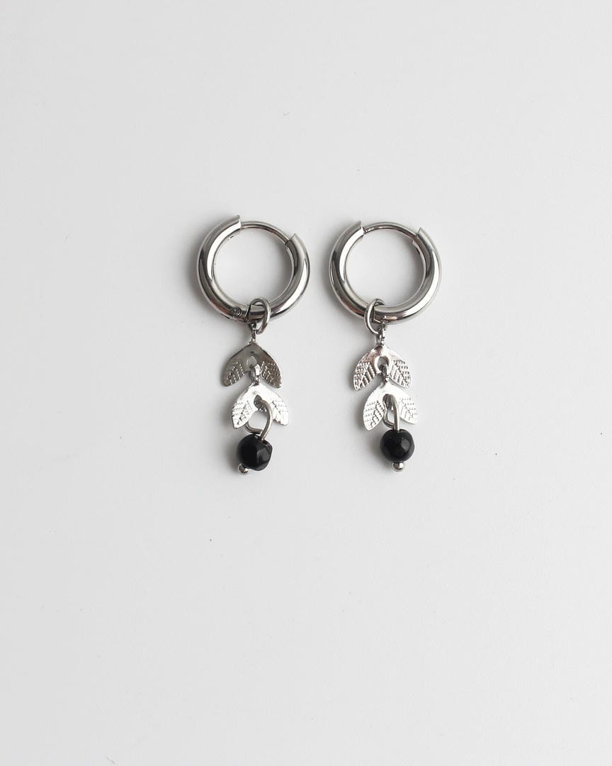 Leaf Stone Hoop Earrings
