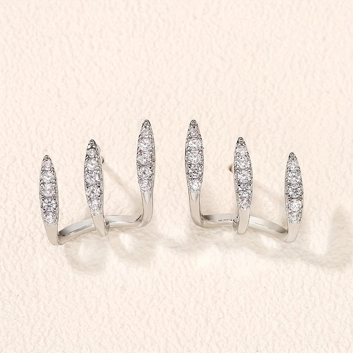 Elegant Rhinestone Three Claw Earrings