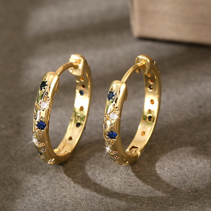 Luxurious Inlaid colourful Zirconia Earrings