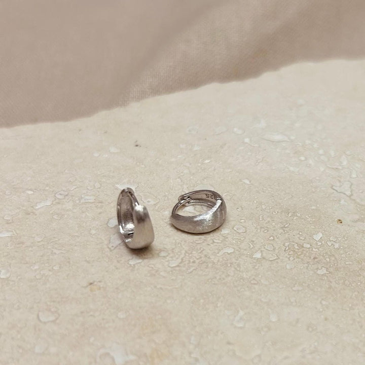 Wide Brushed Huggie Hoops