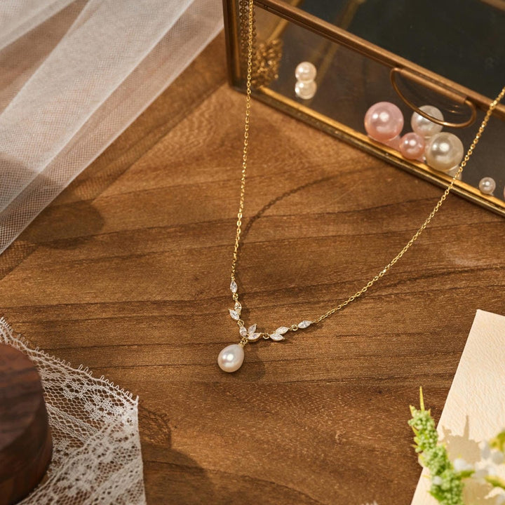 Pearl Marquise Vine Drop Necklace