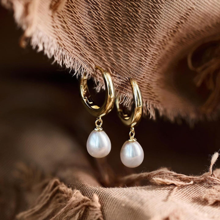 Classic Pearl Drop Huggie Earrings