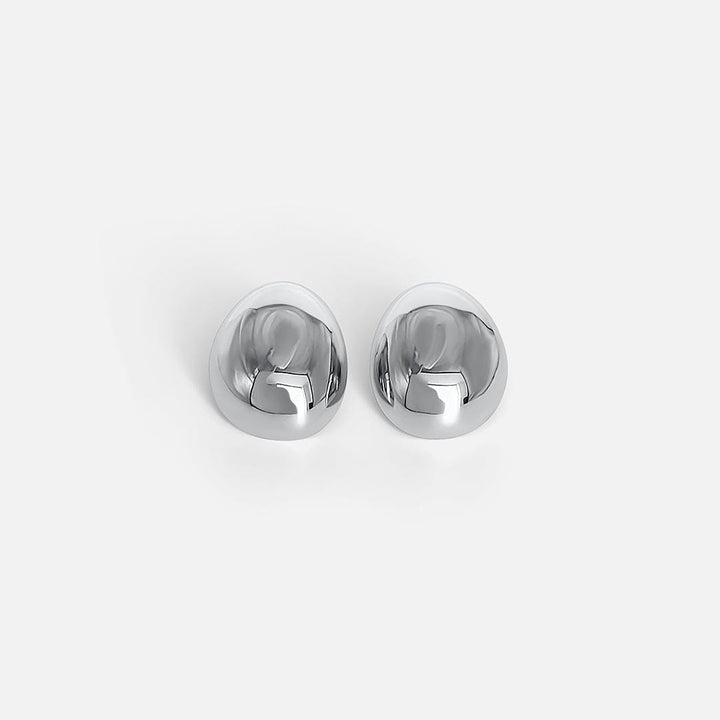 Polished Silver Oval Earrings
