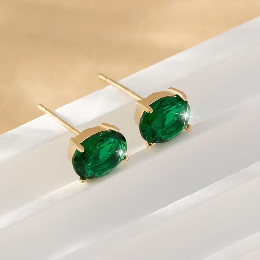 Gleam Oval Emerald Earrings
