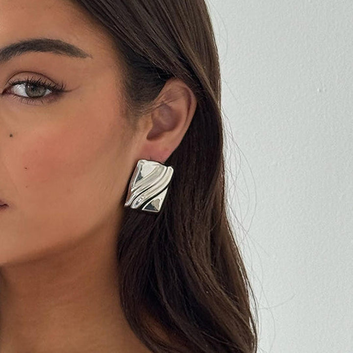 Timeless Silver Cube Statement Studs