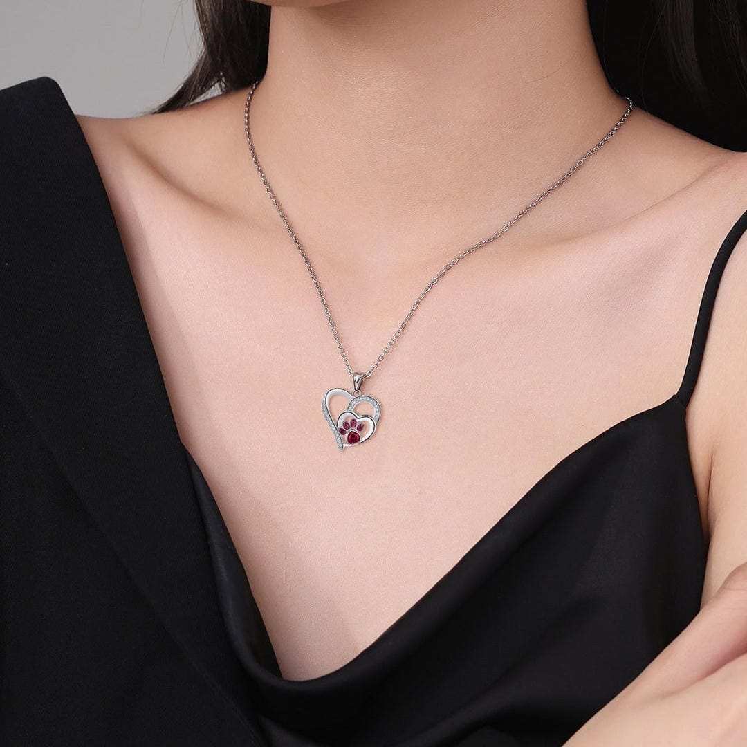 Adorable Paw Print Pendant Necklace