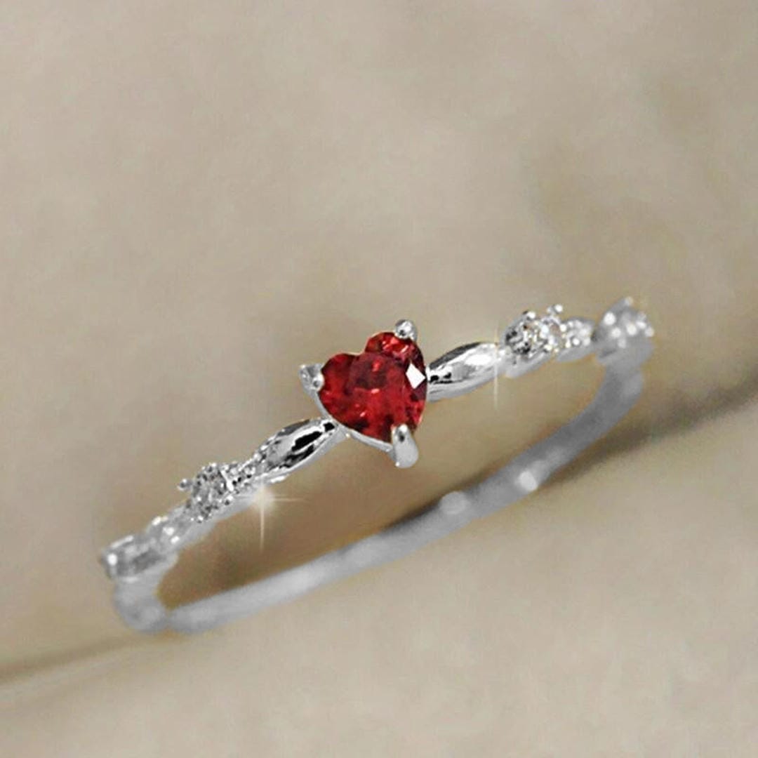 Petite Heart Ruby Ring