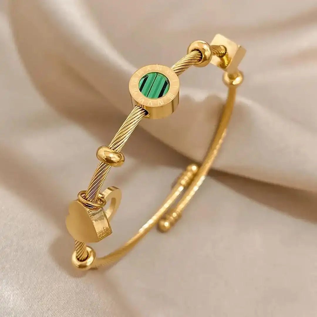 Gold Emerald Charm Bracelet