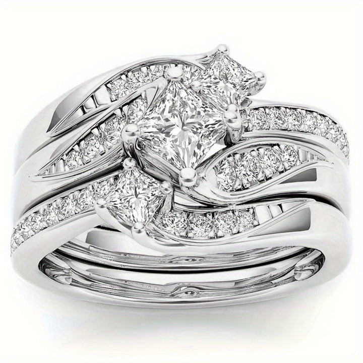 Princess Cluster Ring Set