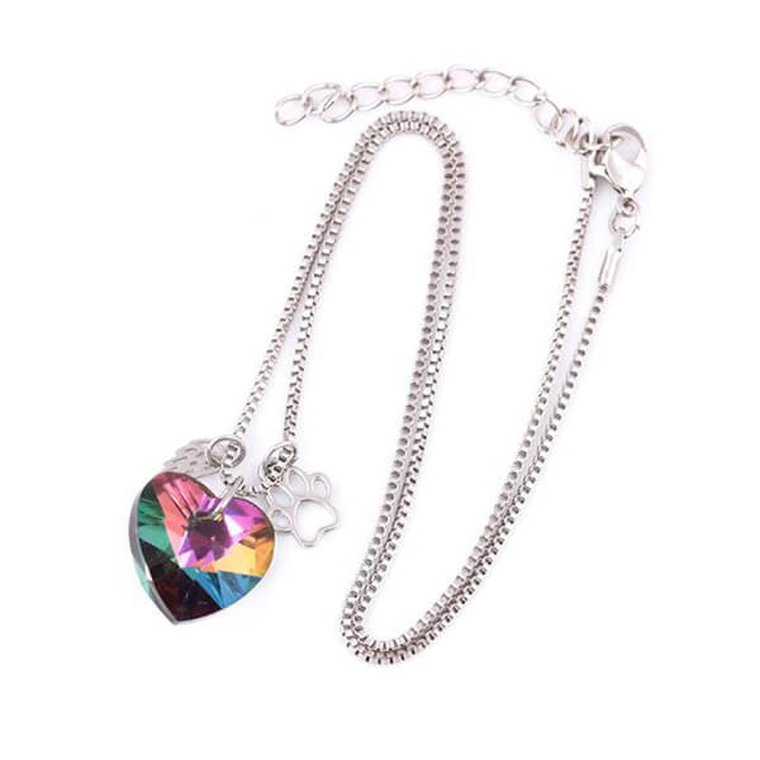 Rainbow Heart Pendant Memorial Necklace