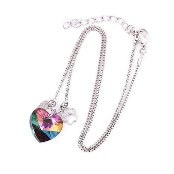 Rainbow Heart Pendant Memorial Necklace