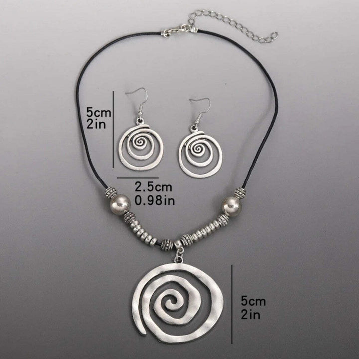 Silver Spiral Design Necklace and Earring Set