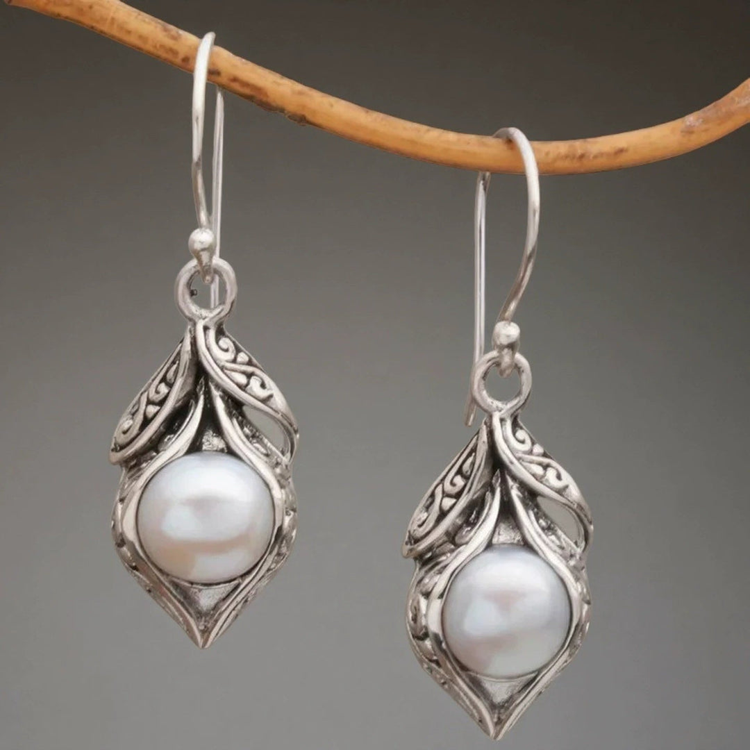Graceful Pearl Carved Earrings