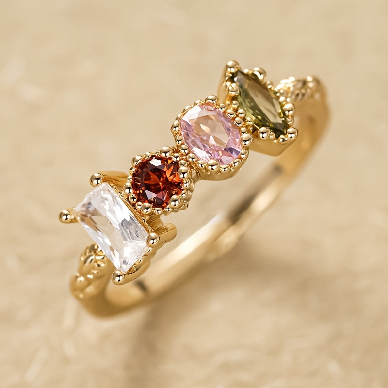 Retro Multicolour Gemstone Ring
