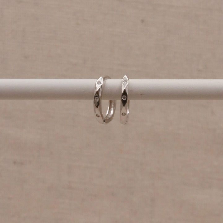 Silver Marquise Huggie Hoops
