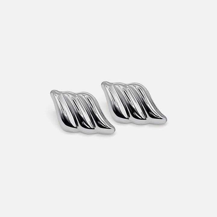Modern Silver Wavy Bar Earrings