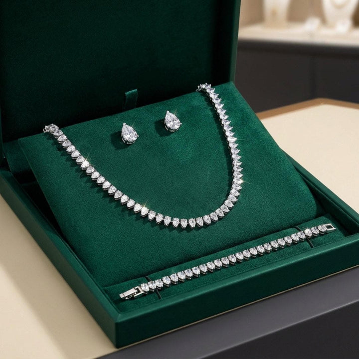 Gorgeous Clear Round Cubic Zirconia Bridal Full Set