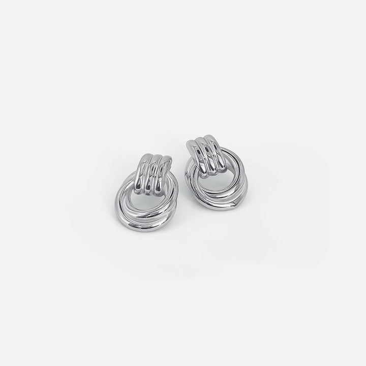 Graceful Silver Linked Knot Earrings