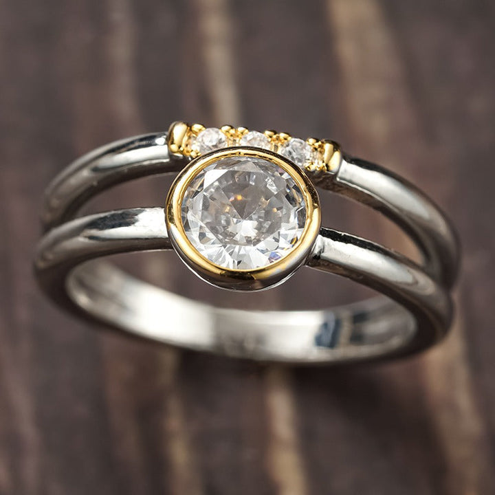 Radiant Gold Bezel Inlay Zirconia Ring