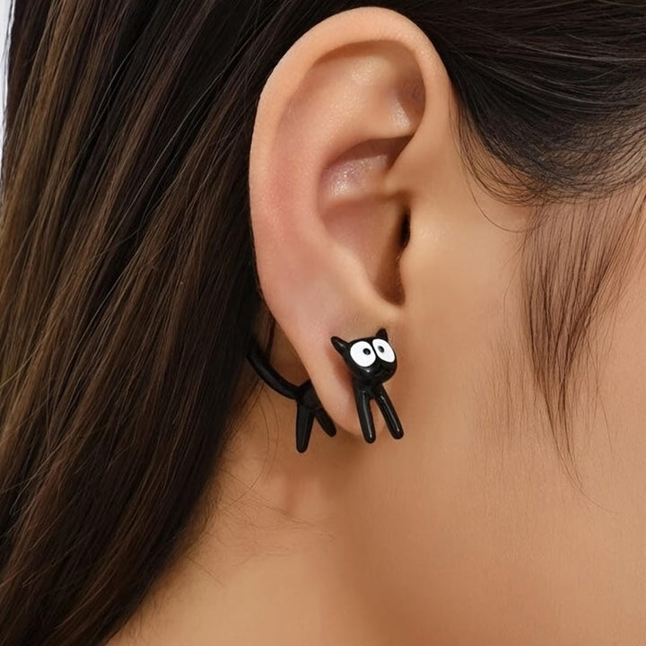 Cat Metallic Stud Earring