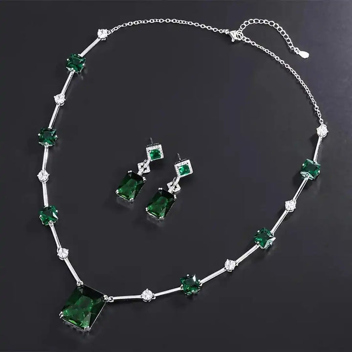 Emerald Rectangular Jewelry Set