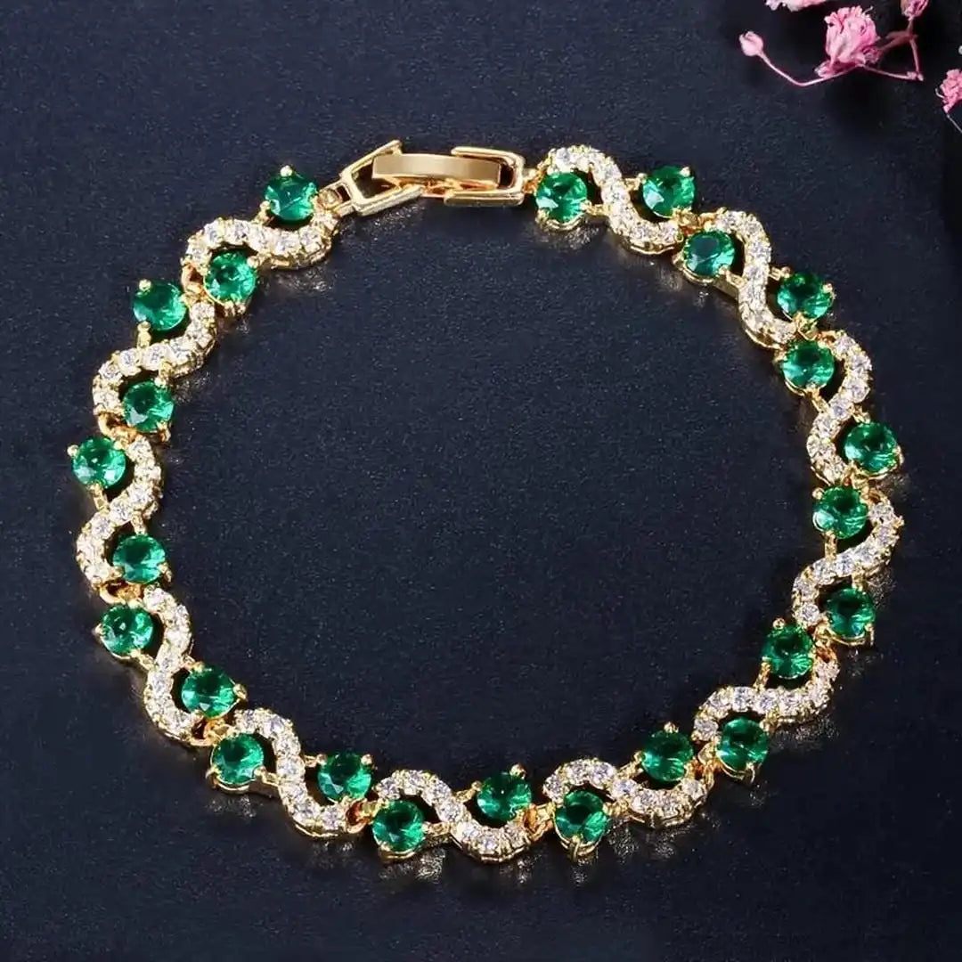 Emerald Crystal Gold Bracelet