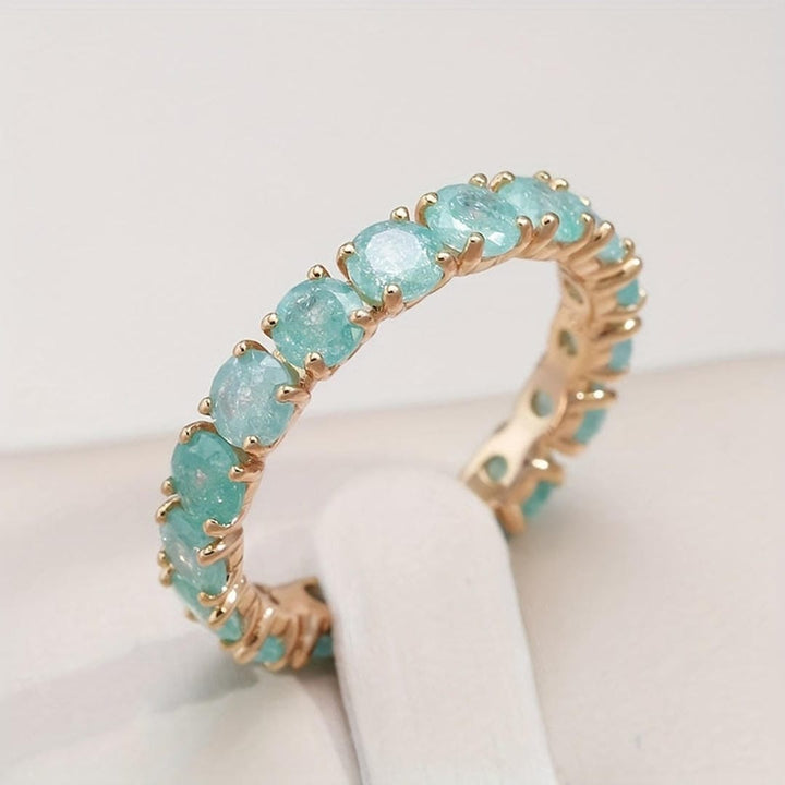 Aqua Crystal Eternity Statement Ring