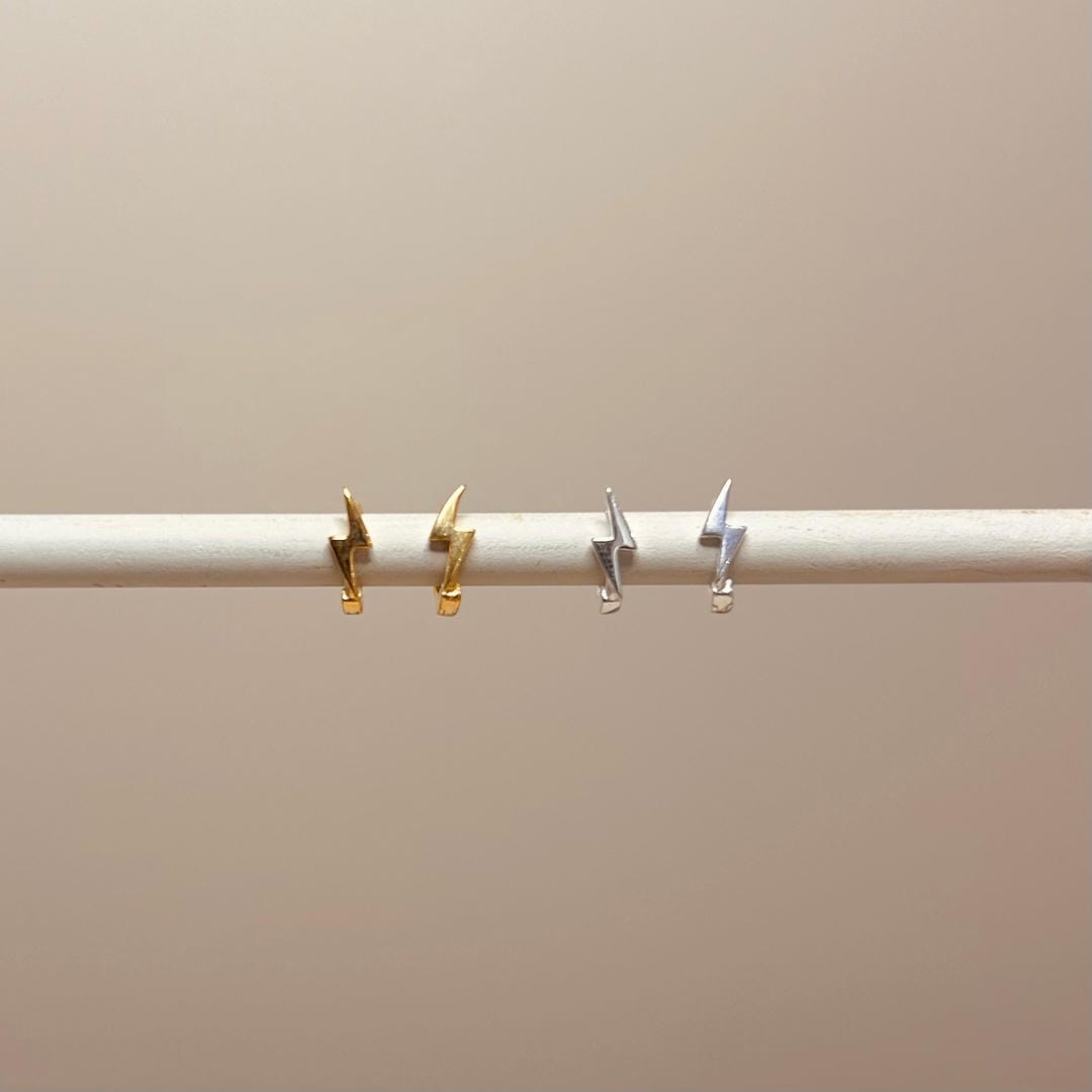 Lightning Bolt Micro Hoops