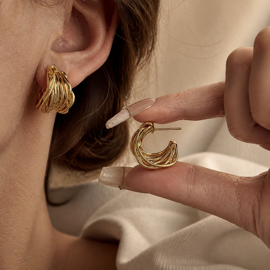 Interwoven Gold Hoop Earrings