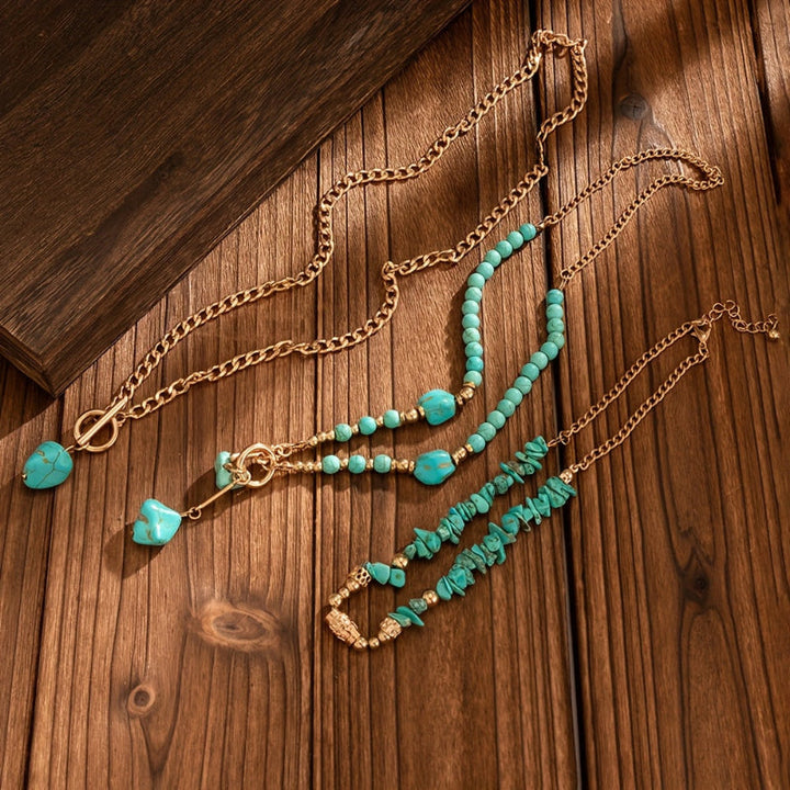 Turquoise Beaded Stacked Necklaces