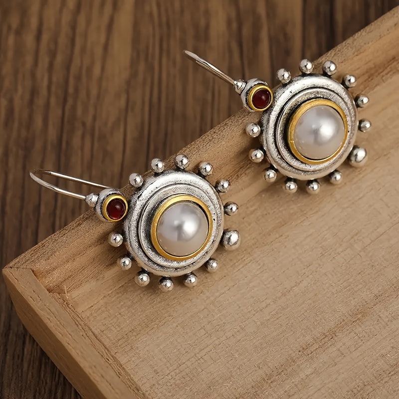 Bohemian Pearl Sunburst Drop Earrings