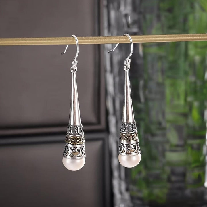 Vintage Pearl Talisman Drop Earrings