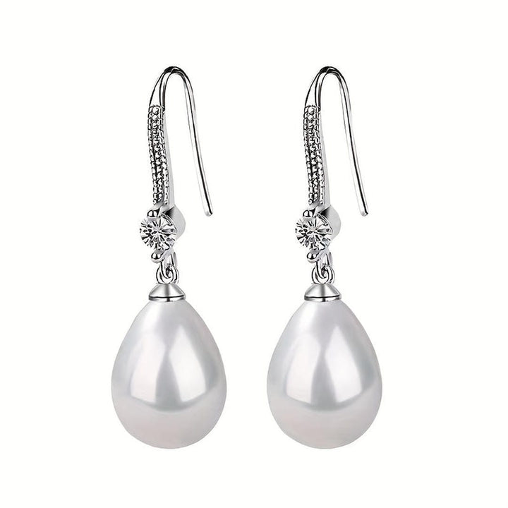 Teardrop Pearl Crystal Drop Earrings